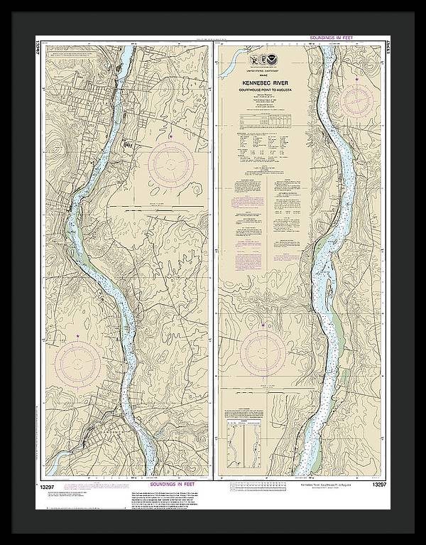 Nautical Chart-13297 Kennebec River Courthouse Point-augusta - Framed Print