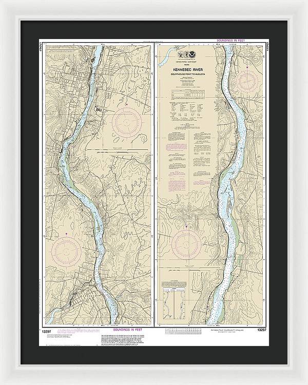 Nautical Chart-13297 Kennebec River Courthouse Point-augusta - Framed Print