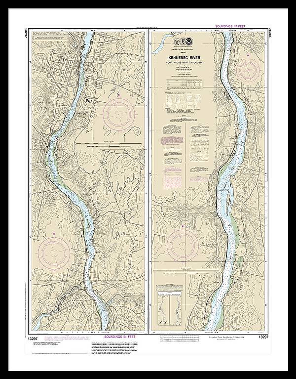 Nautical Chart-13297 Kennebec River Courthouse Point-augusta - Framed Print