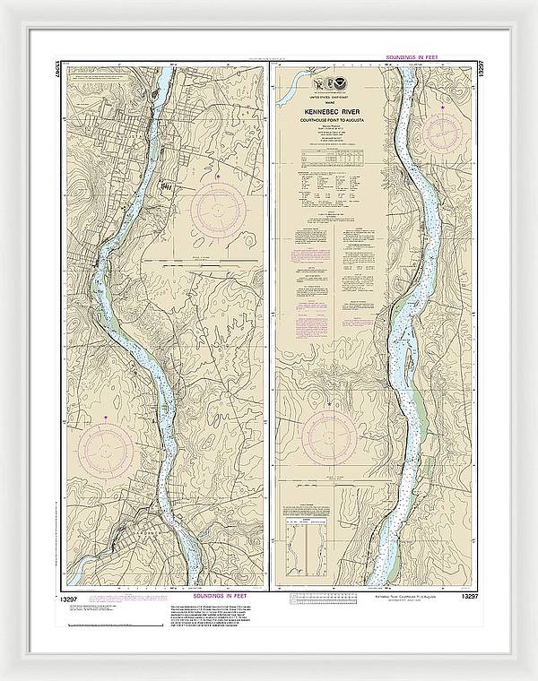 Nautical Chart-13297 Kennebec River Courthouse Point-augusta - Framed Print