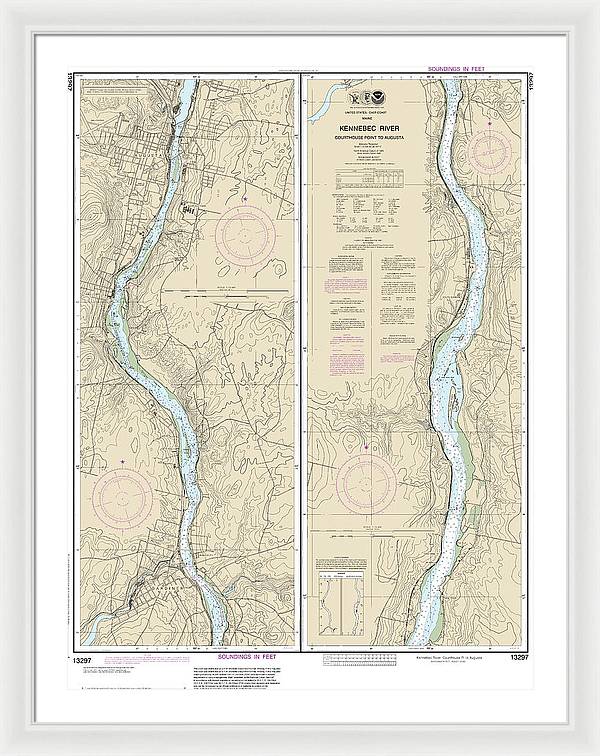 Nautical Chart-13297 Kennebec River Courthouse Point-augusta - Framed Print