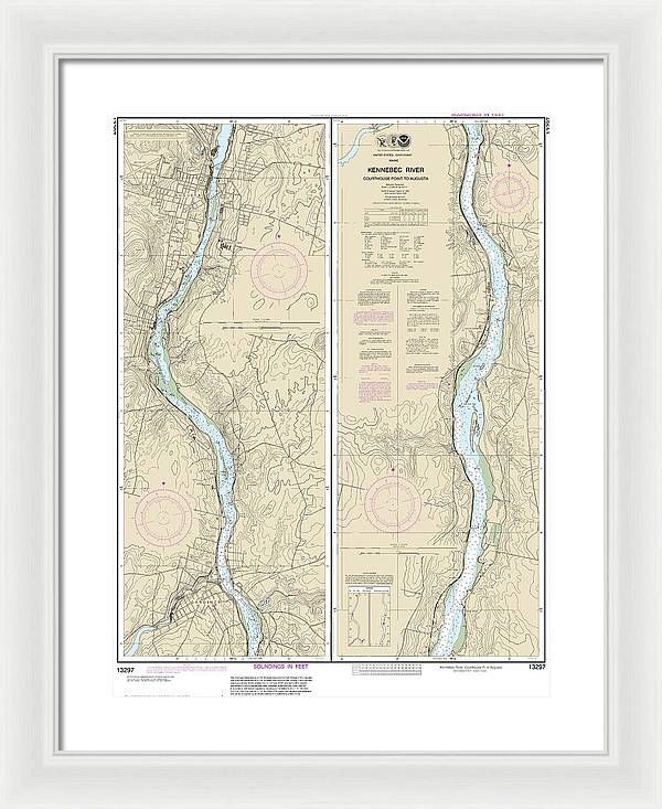 Nautical Chart-13297 Kennebec River Courthouse Point-augusta - Framed Print