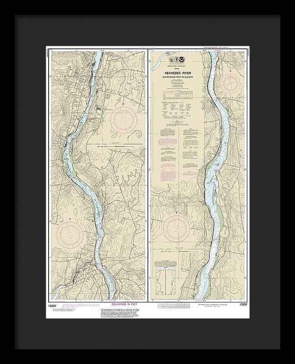 Nautical Chart-13297 Kennebec River Courthouse Point-augusta - Framed Print