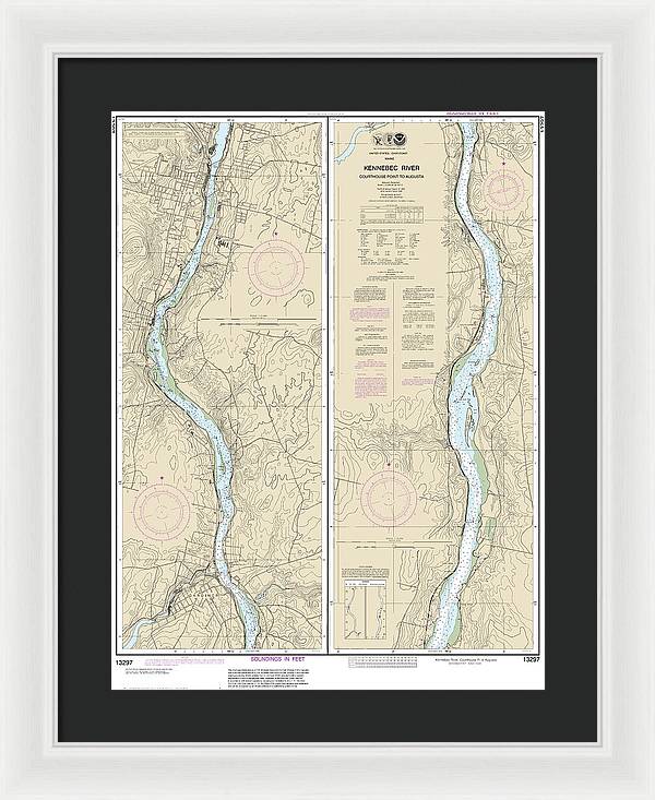 Nautical Chart-13297 Kennebec River Courthouse Point-augusta - Framed Print