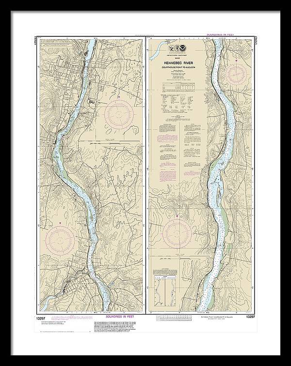 Nautical Chart-13297 Kennebec River Courthouse Point-augusta - Framed Print