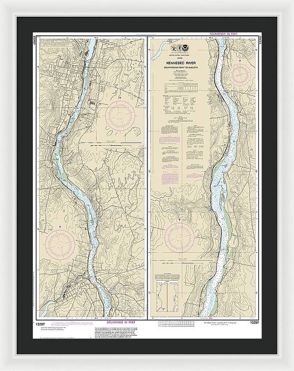 Nautical Chart-13297 Kennebec River Courthouse Point-augusta - Framed Print