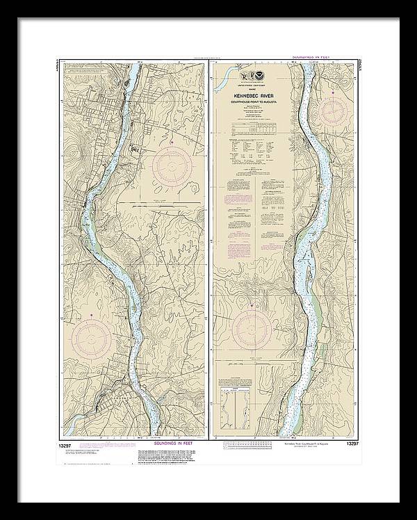 Nautical Chart-13297 Kennebec River Courthouse Point-augusta - Framed Print