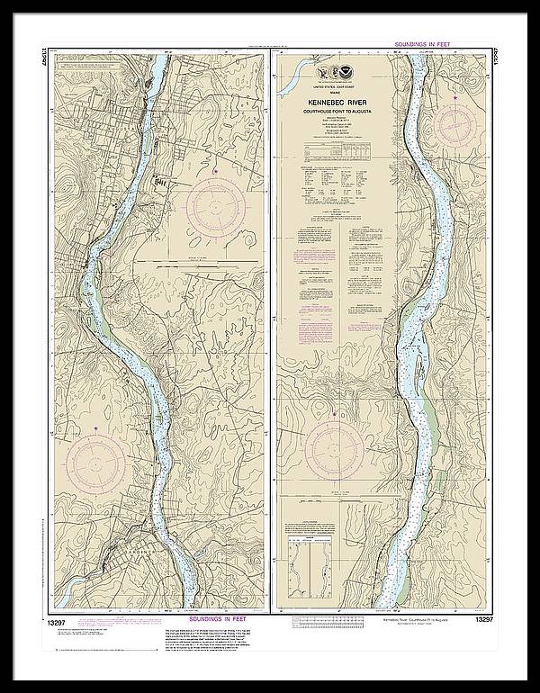 Nautical Chart-13297 Kennebec River Courthouse Point-augusta - Framed Print