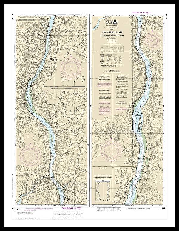 Nautical Chart-13297 Kennebec River Courthouse Point-augusta - Framed Print