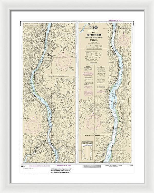 Nautical Chart-13297 Kennebec River Courthouse Point-augusta - Framed Print