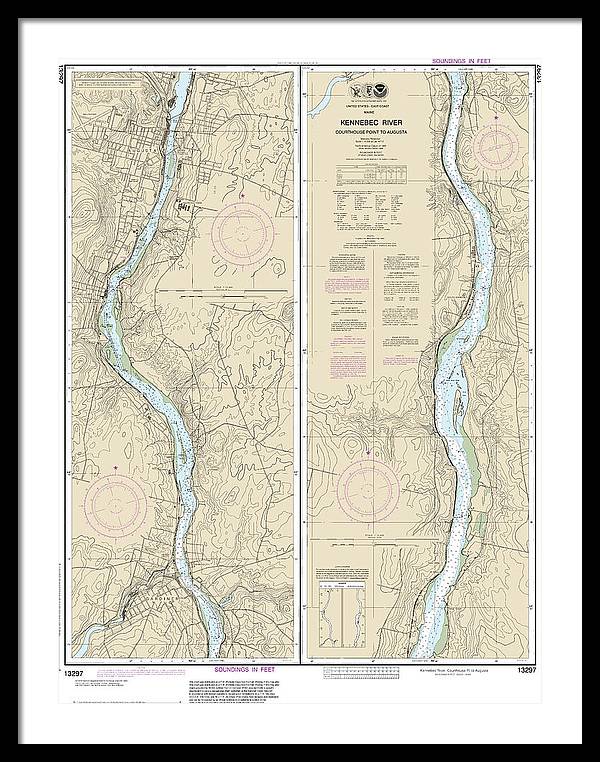 Nautical Chart-13297 Kennebec River Courthouse Point-augusta - Framed Print