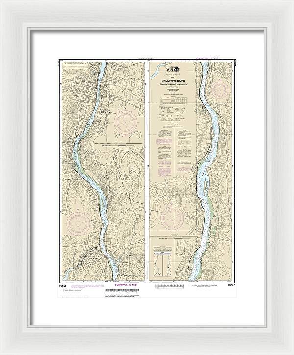 Nautical Chart-13297 Kennebec River Courthouse Point-augusta - Framed Print