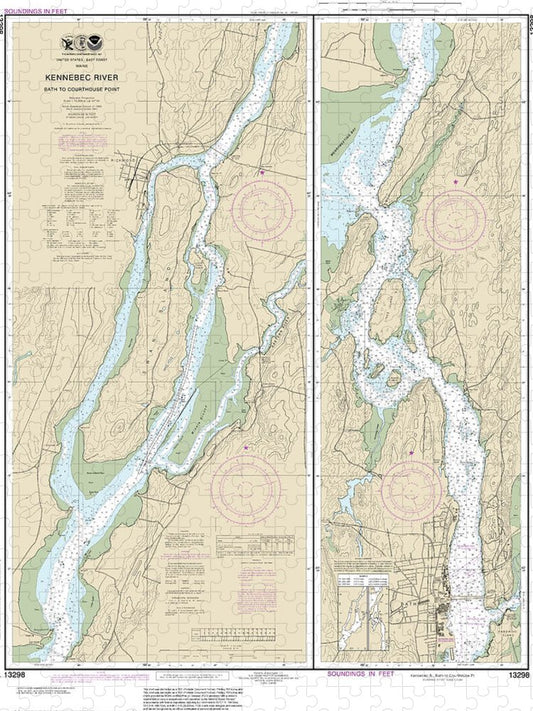 Nautical Chart 13298 Kennebec River Bath Courthouse Point Puzzle