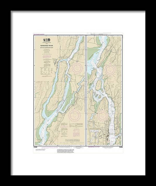 A beuatiful Framed Print of the Nautical Chart-13298 Kennebec River Bath-Courthouse Point by SeaKoast