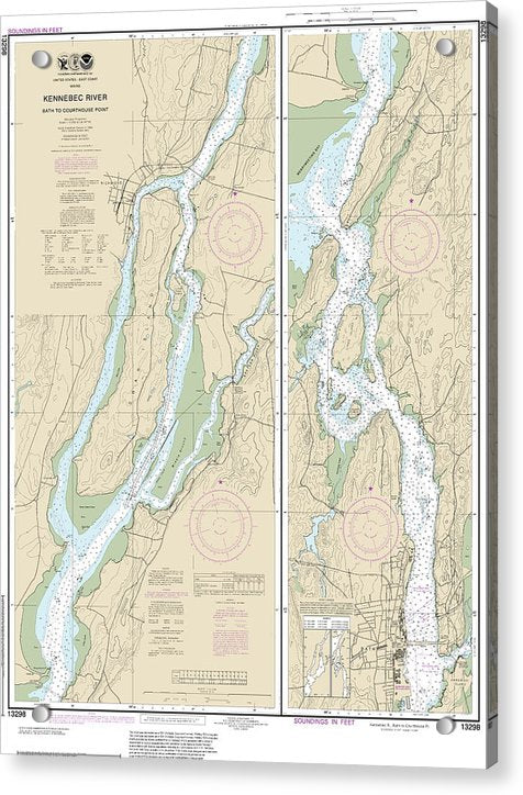 Nautical Chart-13298 Kennebec River Bath-courthouse Point - Acrylic Print