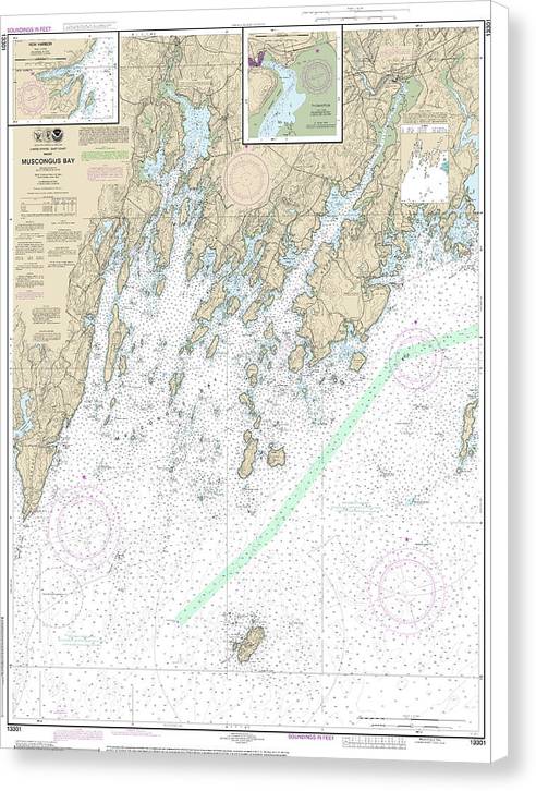 Nautical Chart-13301 Muscongus Bay, New Harbor, Thomaston - Canvas Print