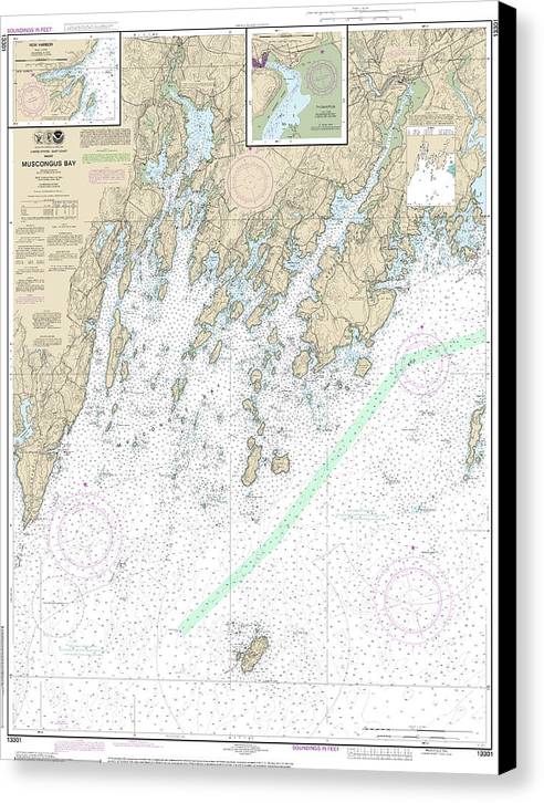 Nautical Chart-13301 Muscongus Bay, New Harbor, Thomaston - Canvas Print