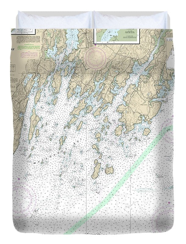 Nautical Chart-13301 Muscongus Bay, New Harbor, Thomaston - Duvet Cover