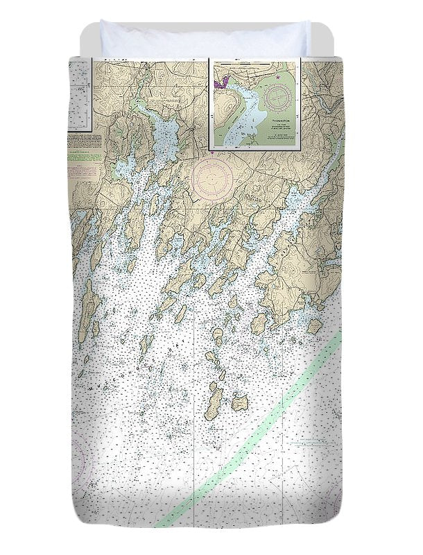 Nautical Chart-13301 Muscongus Bay, New Harbor, Thomaston - Duvet Cover