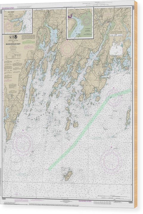 Nautical Chart-13301 Muscongus Bay, New Harbor, Thomaston Wood Print