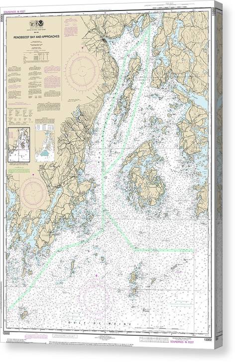 Nautical Chart-13302 Penobscot Bay-Approaches Canvas Print