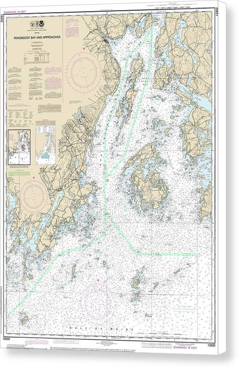 Nautical Chart-13302 Penobscot Bay-approaches - Canvas Print