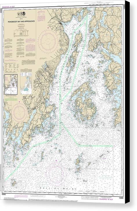 Nautical Chart-13302 Penobscot Bay-approaches - Canvas Print