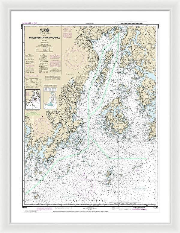 Nautical Chart-13302 Penobscot Bay-approaches - Framed Print