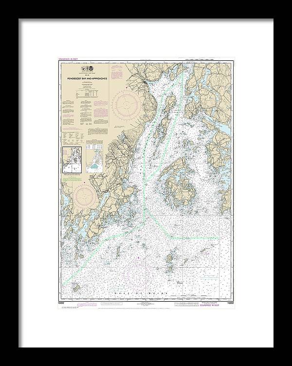 Nautical Chart-13302 Penobscot Bay-approaches - Framed Print