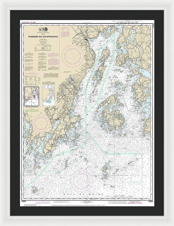 Nautical Chart-13302 Penobscot Bay-approaches - Framed Print