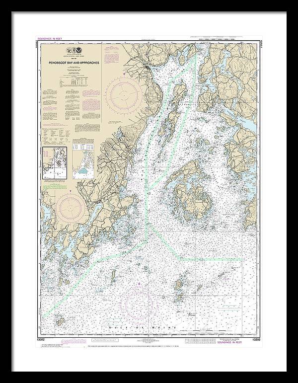 Nautical Chart-13302 Penobscot Bay-approaches - Framed Print