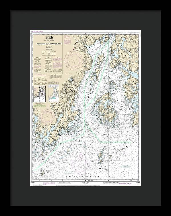 Nautical Chart-13302 Penobscot Bay-approaches - Framed Print