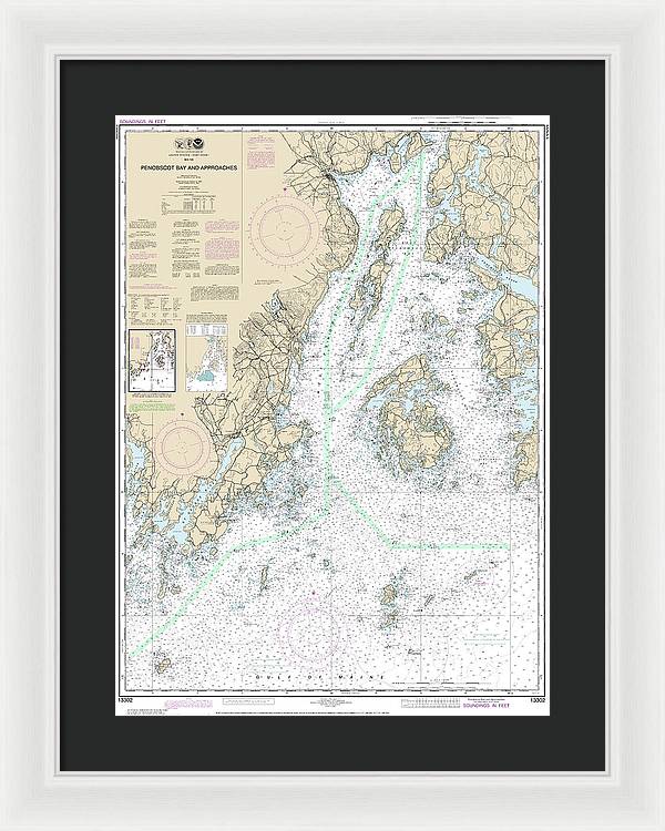 Nautical Chart-13302 Penobscot Bay-approaches - Framed Print