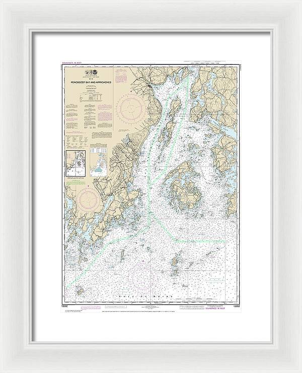 Nautical Chart-13302 Penobscot Bay-approaches - Framed Print