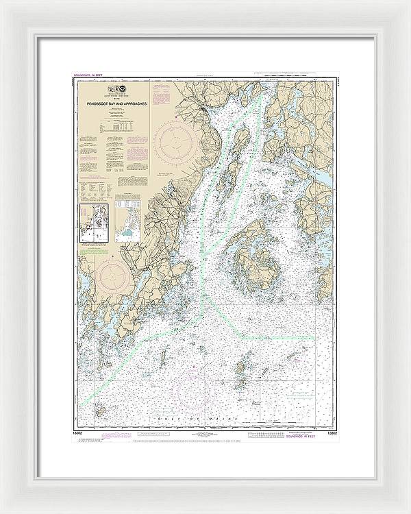 Nautical Chart-13302 Penobscot Bay-approaches - Framed Print