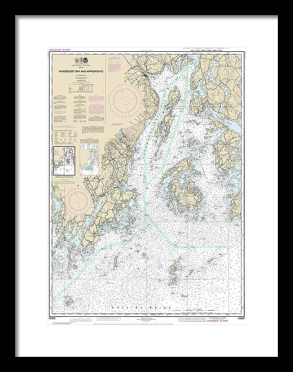 Nautical Chart-13302 Penobscot Bay-approaches - Framed Print