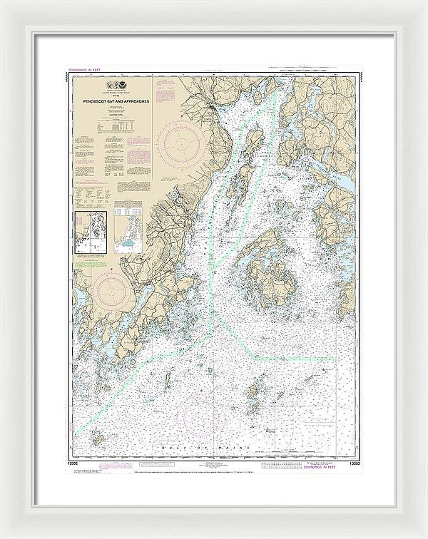 Nautical Chart-13302 Penobscot Bay-approaches - Framed Print