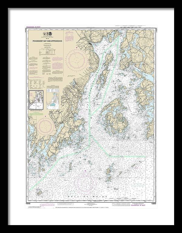 Nautical Chart-13302 Penobscot Bay-approaches - Framed Print