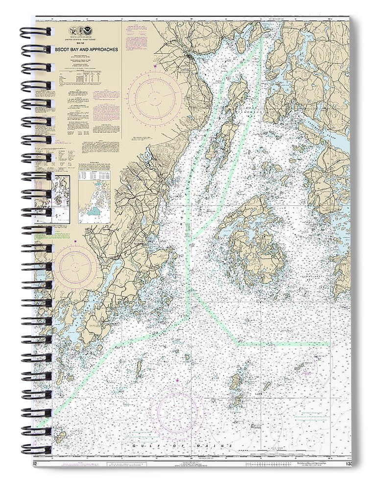 Nautical Chart 13302 Penobscot Bay Approaches Spiral Notebook