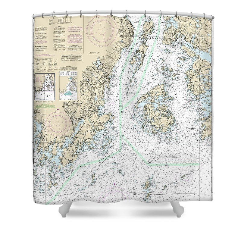 Nautical Chart 13302 Penobscot Bay Approaches Shower Curtain