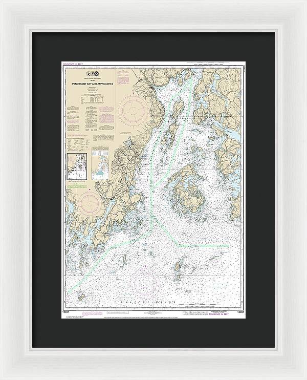 Nautical Chart-13302 Penobscot Bay-approaches - Framed Print