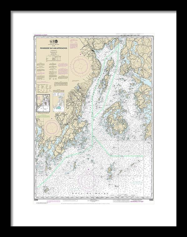 Nautical Chart-13302 Penobscot Bay-approaches - Framed Print