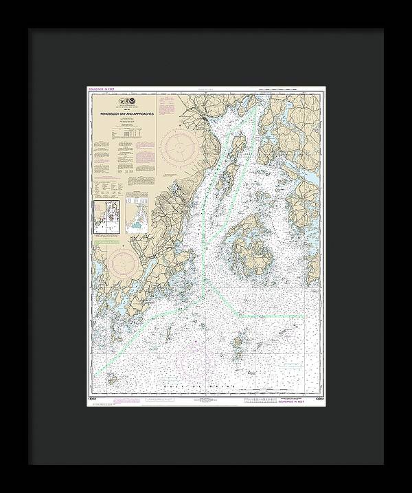 Nautical Chart-13302 Penobscot Bay-approaches - Framed Print