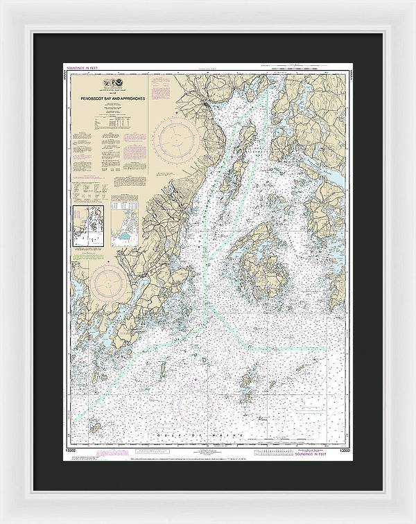 Nautical Chart-13302 Penobscot Bay-approaches - Framed Print