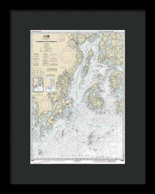 Nautical Chart-13302 Penobscot Bay-approaches - Framed Print