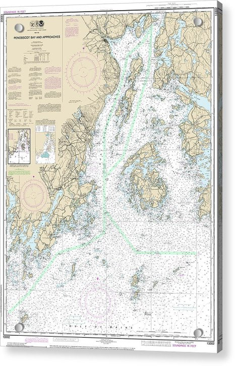 Nautical Chart-13302 Penobscot Bay-approaches - Acrylic Print