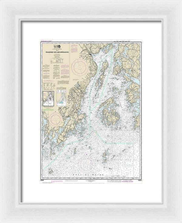 Nautical Chart-13302 Penobscot Bay-approaches - Framed Print