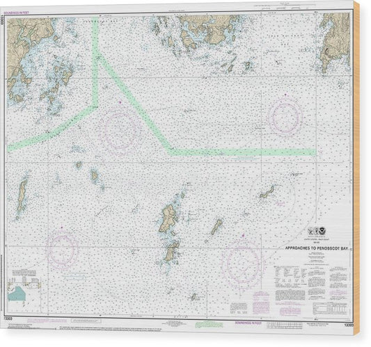 Nautical Chart-13303 Approaches-Penobscot Bay Wood Print