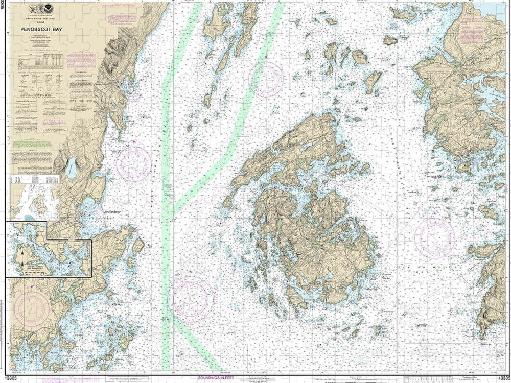 Nautical Chart 13305 Penobscot Bay, Carvers Harbor Approaches Puzzle