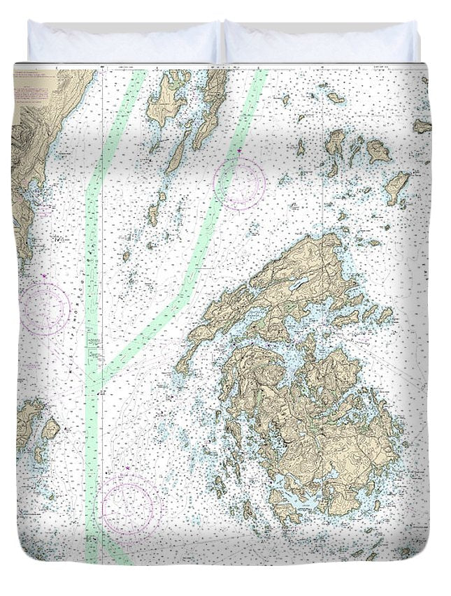 Nautical Chart-13305 Penobscot Bay, Carvers Harbor-approaches - Duvet Cover